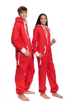 Red Hoodie Jumpsuit Unisex Sizes XS - 2XL for Men & Women